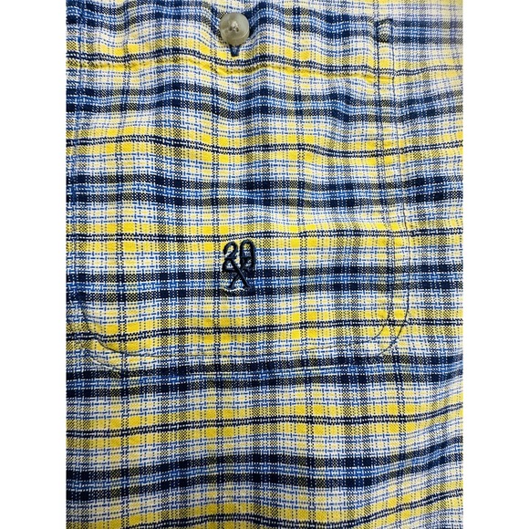 TwentyX Shirt Mens Large Yellow Blue Plaid Button Down Short Sleeve Western - Picture 3 of 8